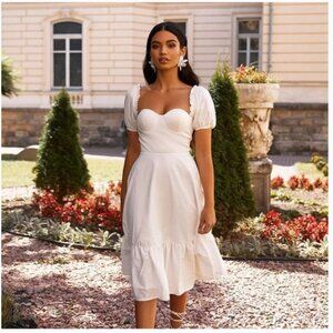 Alamour The Label Katina White A-Line Midi Dress